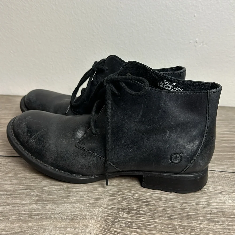 Born Black Leather Lace Up Shoes - Picture 2 of 6